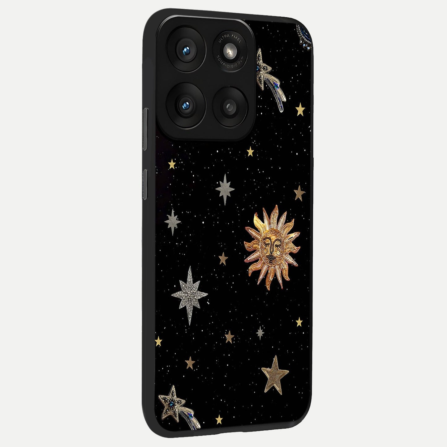  Celestial Moon With Stars back cover For Moto Edge 60 Pro slim fit glass case with vibrant aesthetic design