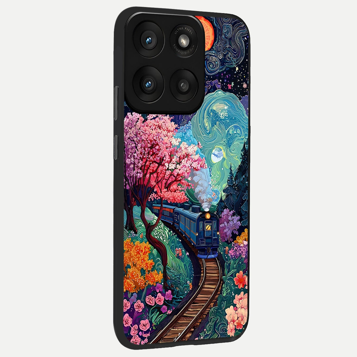  Celestial Train Journey back cover For Moto Edge 60 Pro slim fit glass case with vibrant aesthetic design