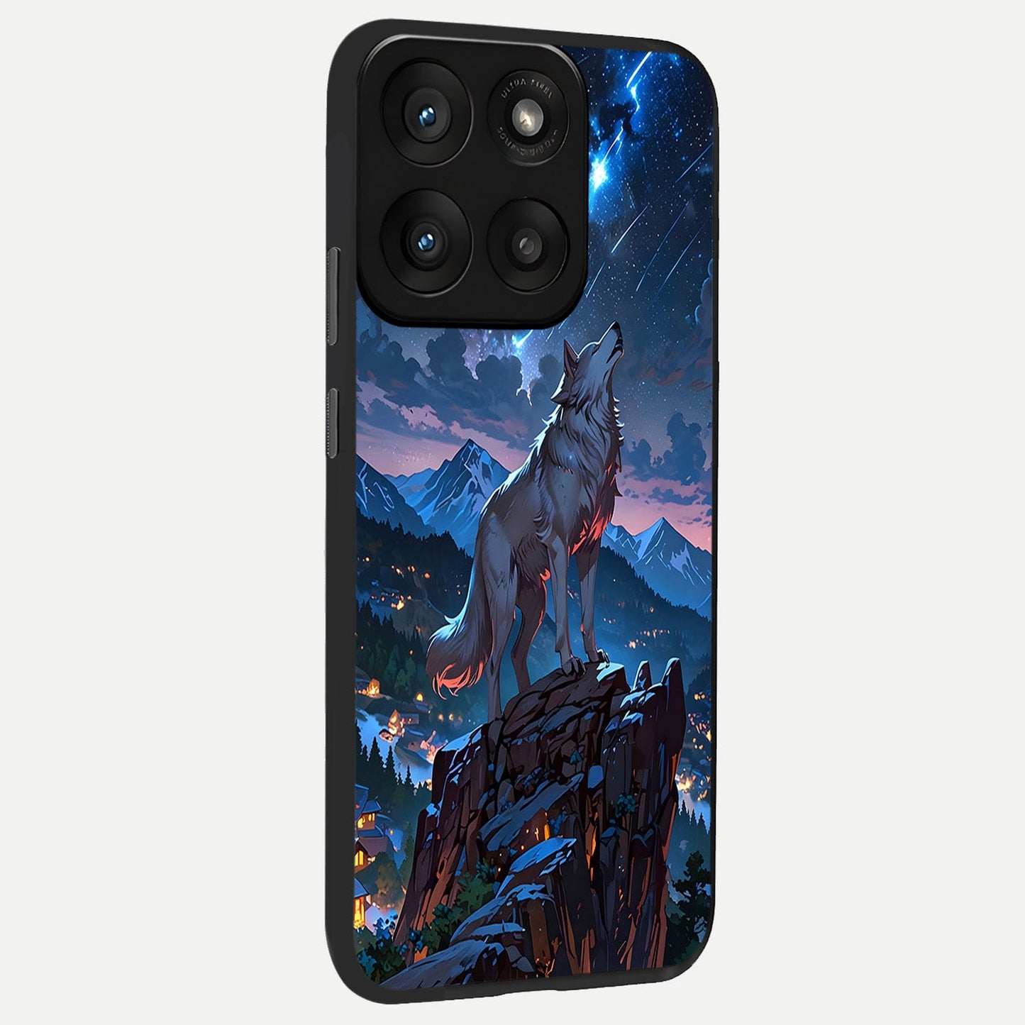  Celestial Wolf Howl back cover For Moto Edge 60 Pro slim fit glass case with vibrant aesthetic design