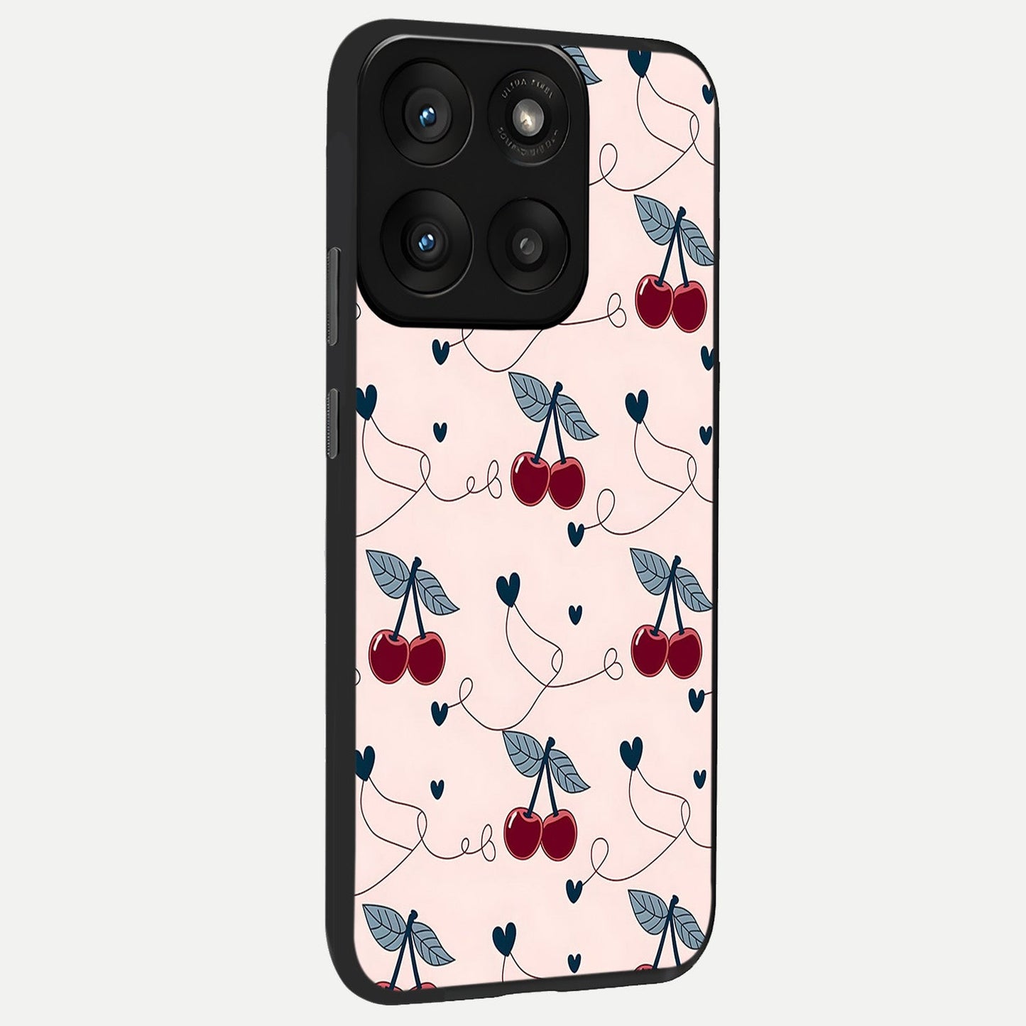  Cherry Heart Line back cover For Moto Edge 60 Pro slim fit glass case with vibrant aesthetic design