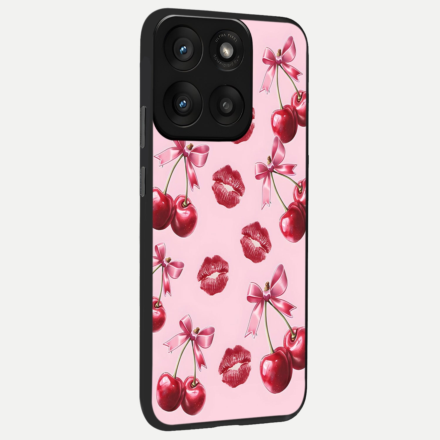  Cherry With Lips back cover For Moto Edge 60 Pro slim fit glass case with vibrant aesthetic design