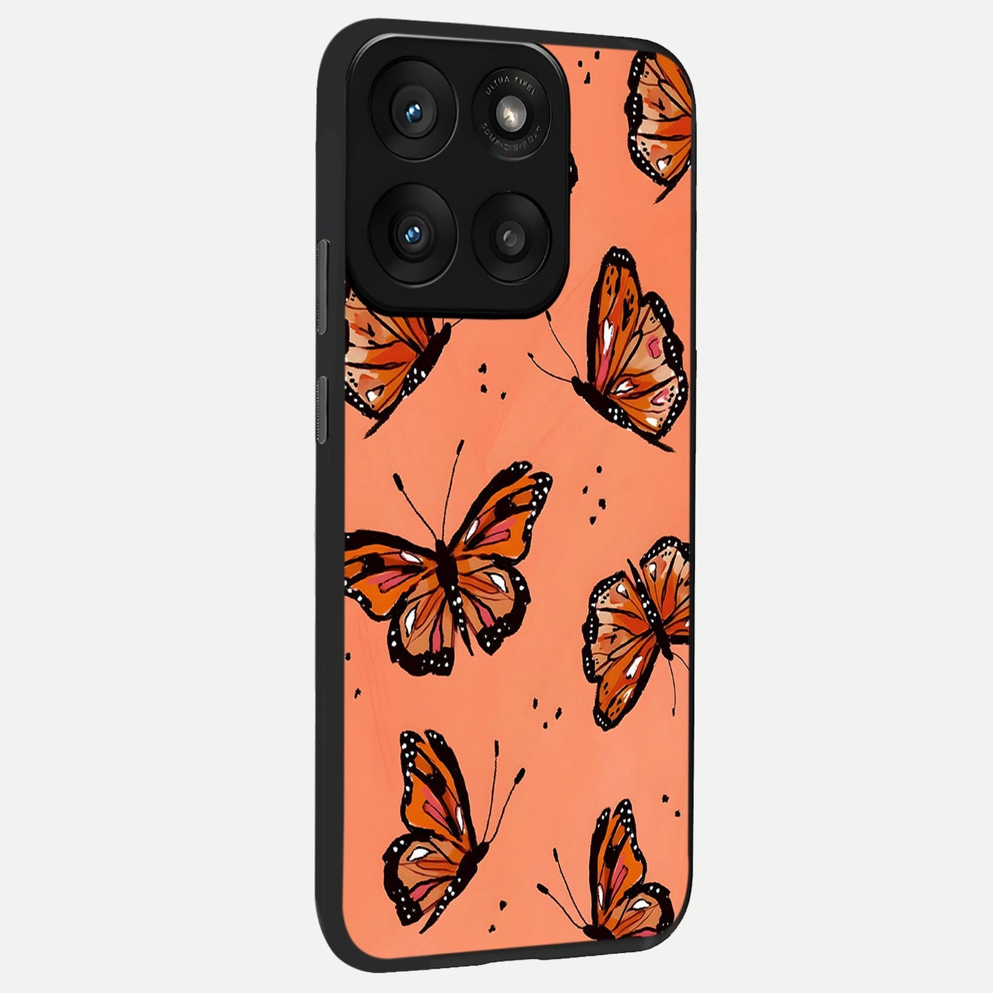  Coral Wing Butterfly back cover For Moto Edge 60 Pro slim fit glass case with vibrant aesthetic design
