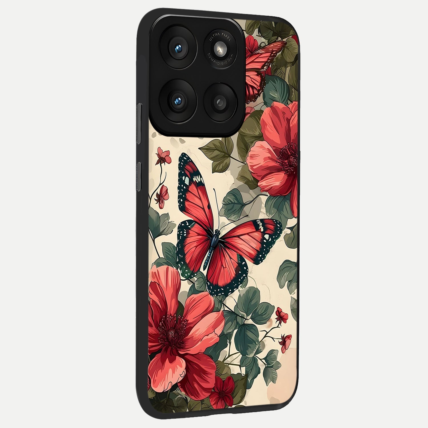  Crimson Butterfly Garden back cover For Moto Edge 60 Pro slim fit glass case with vibrant aesthetic design