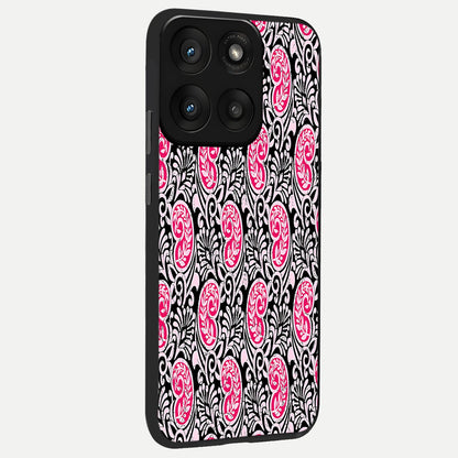  Crimson Paisley Charm back cover For Moto Edge 60 Pro slim fit glass case with vibrant aesthetic design