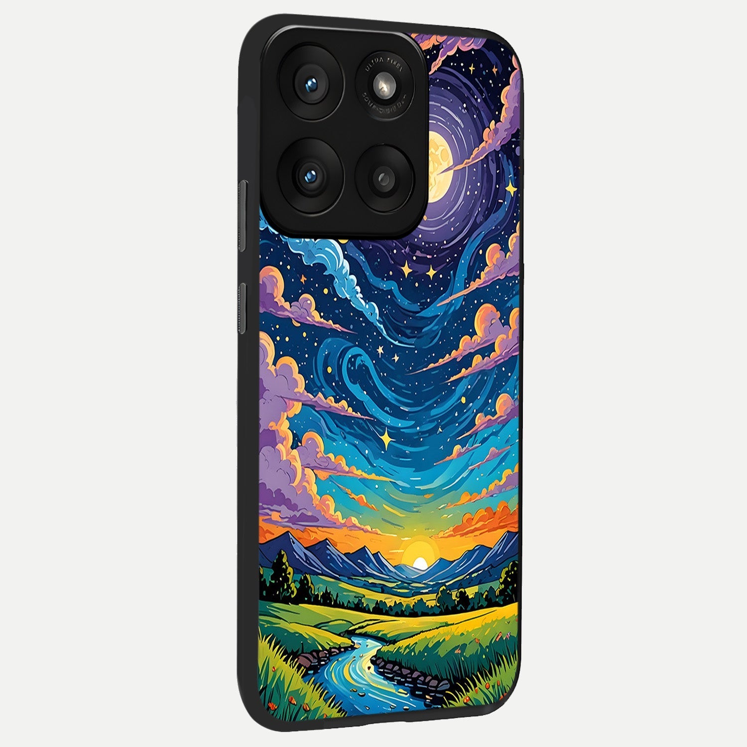  Dreamy Night Landscape back cover For Moto Edge 60 Pro slim fit glass case with vibrant aesthetic design