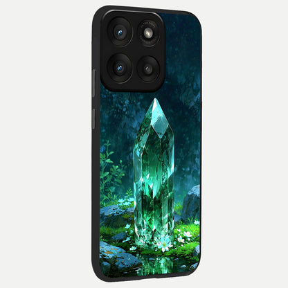  Emerald Light Crystal back cover For Moto Edge 60 Pro slim fit glass case with vibrant aesthetic design