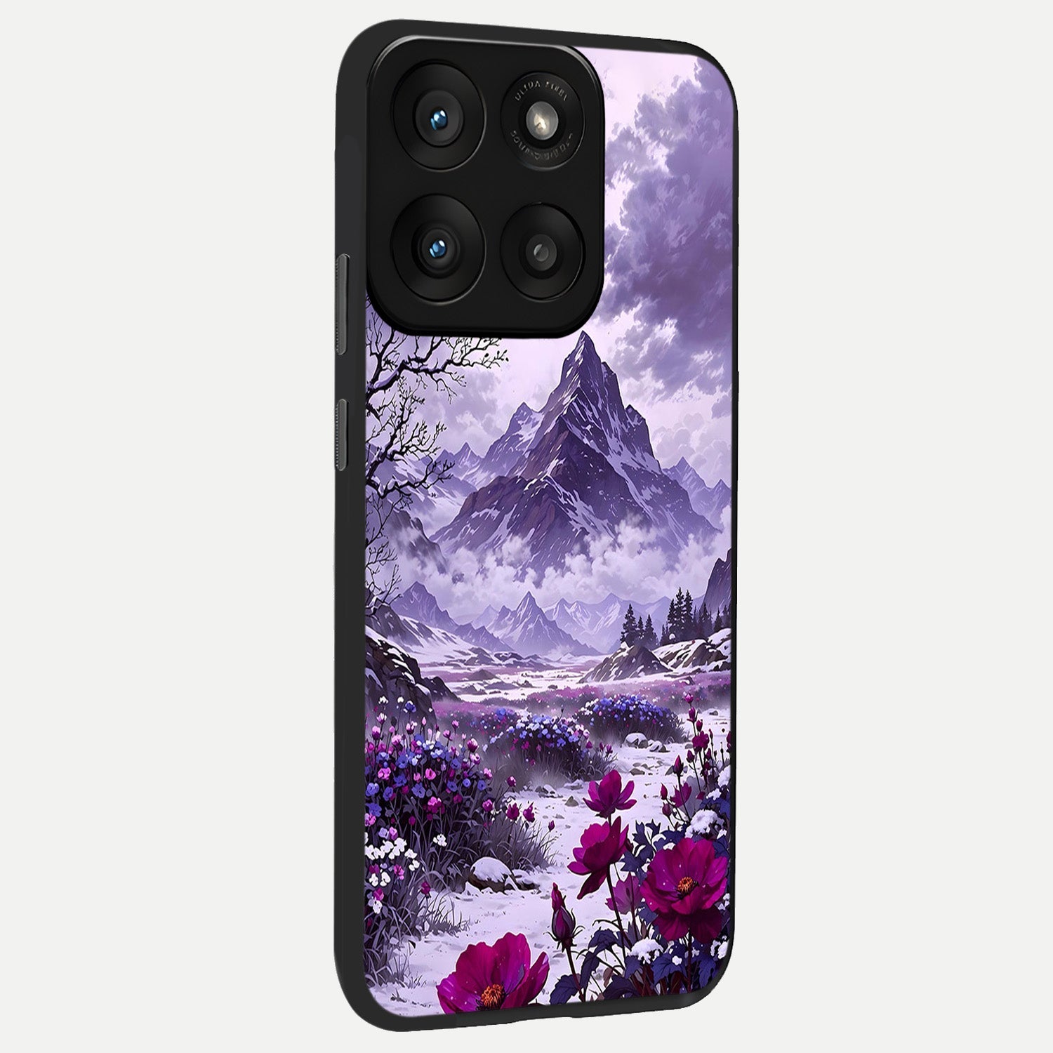  Flower Mountain View back cover For Moto Edge 60 Pro slim fit glass case with vibrant aesthetic design