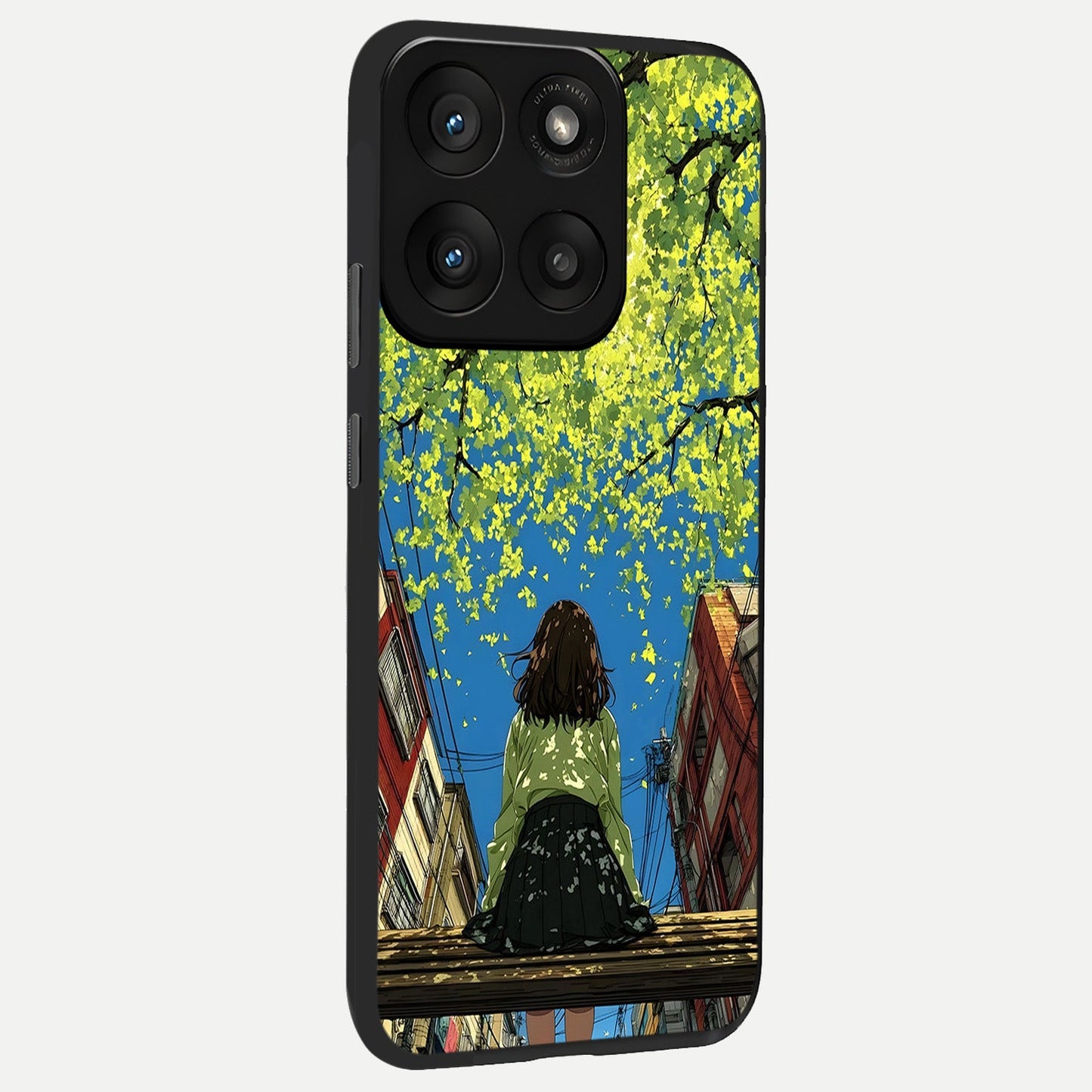  Golden Leaves Glow back cover For Moto Edge 60 Pro slim fit glass case with vibrant aesthetic design