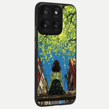  Golden Leaves Glow back cover For Moto Edge 60 Pro slim fit glass case with vibrant aesthetic design