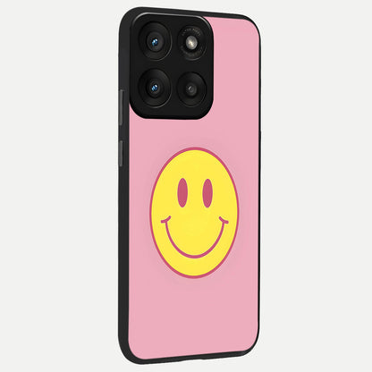  Happy Pink Mood back cover For Moto Edge 60 Pro slim fit glass case with vibrant aesthetic design