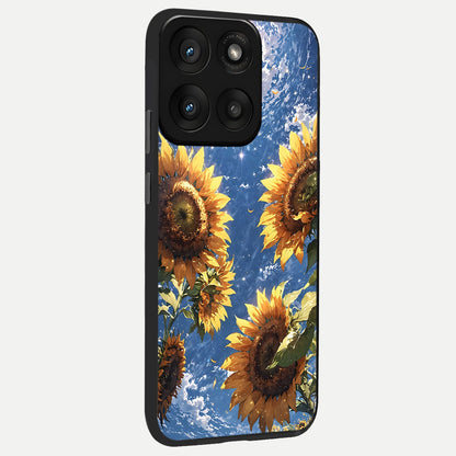  Heavenly Sunflower Rise back cover For Moto Edge 60 Pro slim fit glass case with vibrant aesthetic design