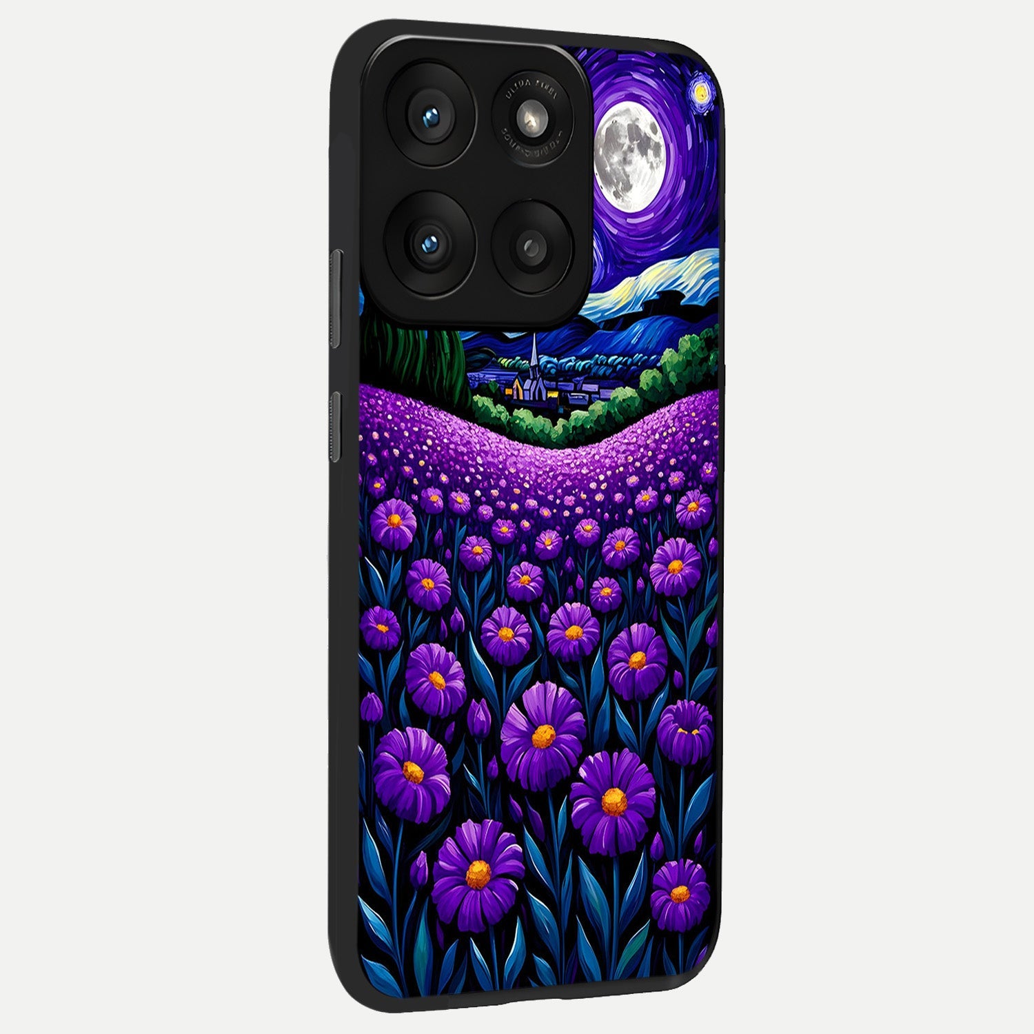  Lavender Moon Field back cover For Moto Edge 60 Pro slim fit glass case with vibrant aesthetic design
