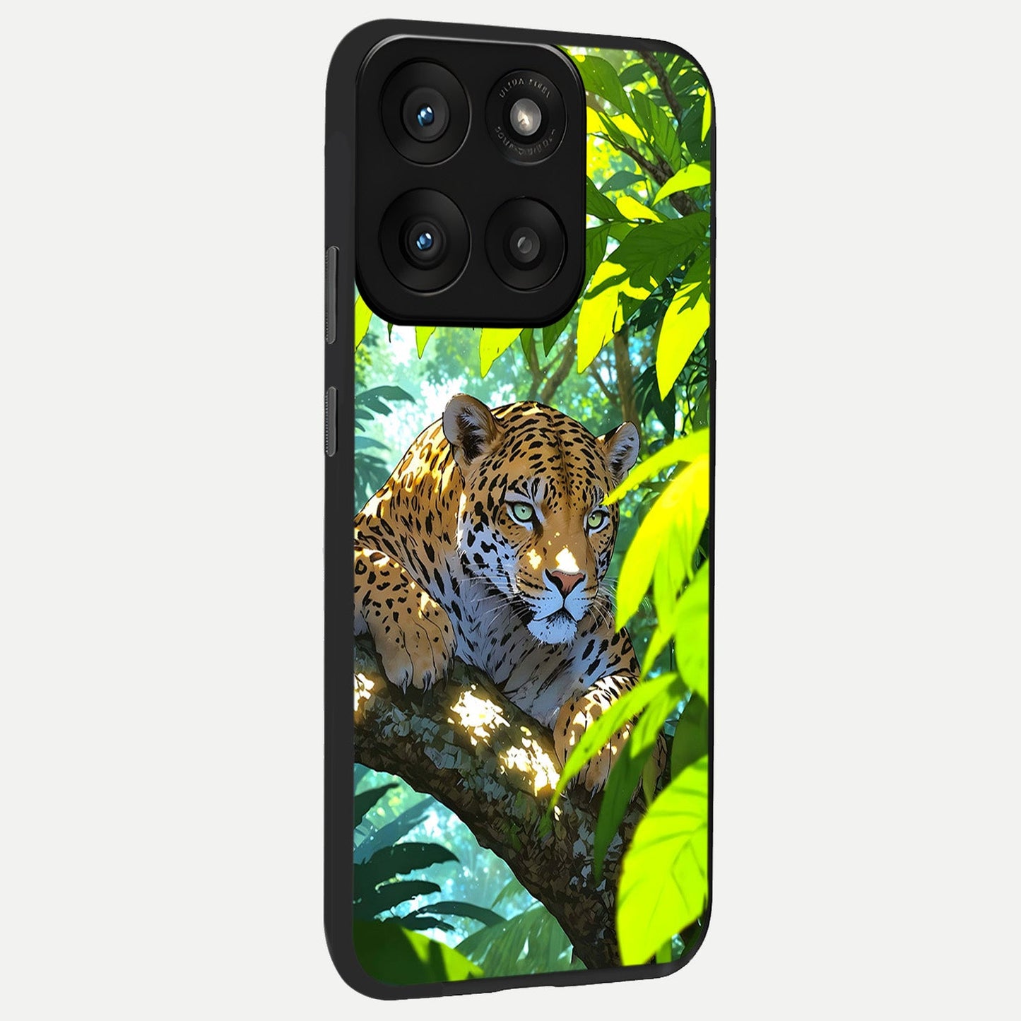  Leopard in Jungle back cover For Moto Edge 60 Pro slim fit glass case with vibrant aesthetic design
