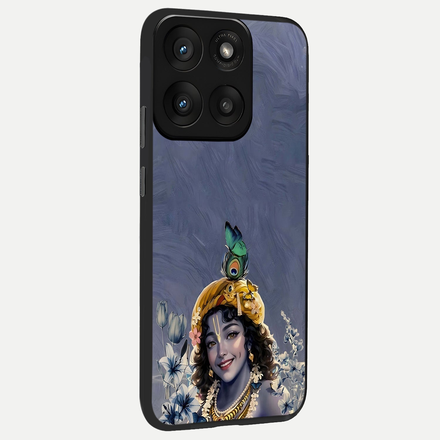  Lord Krishna back cover For Moto Edge 60 Pro slim fit glass case with vibrant aesthetic design