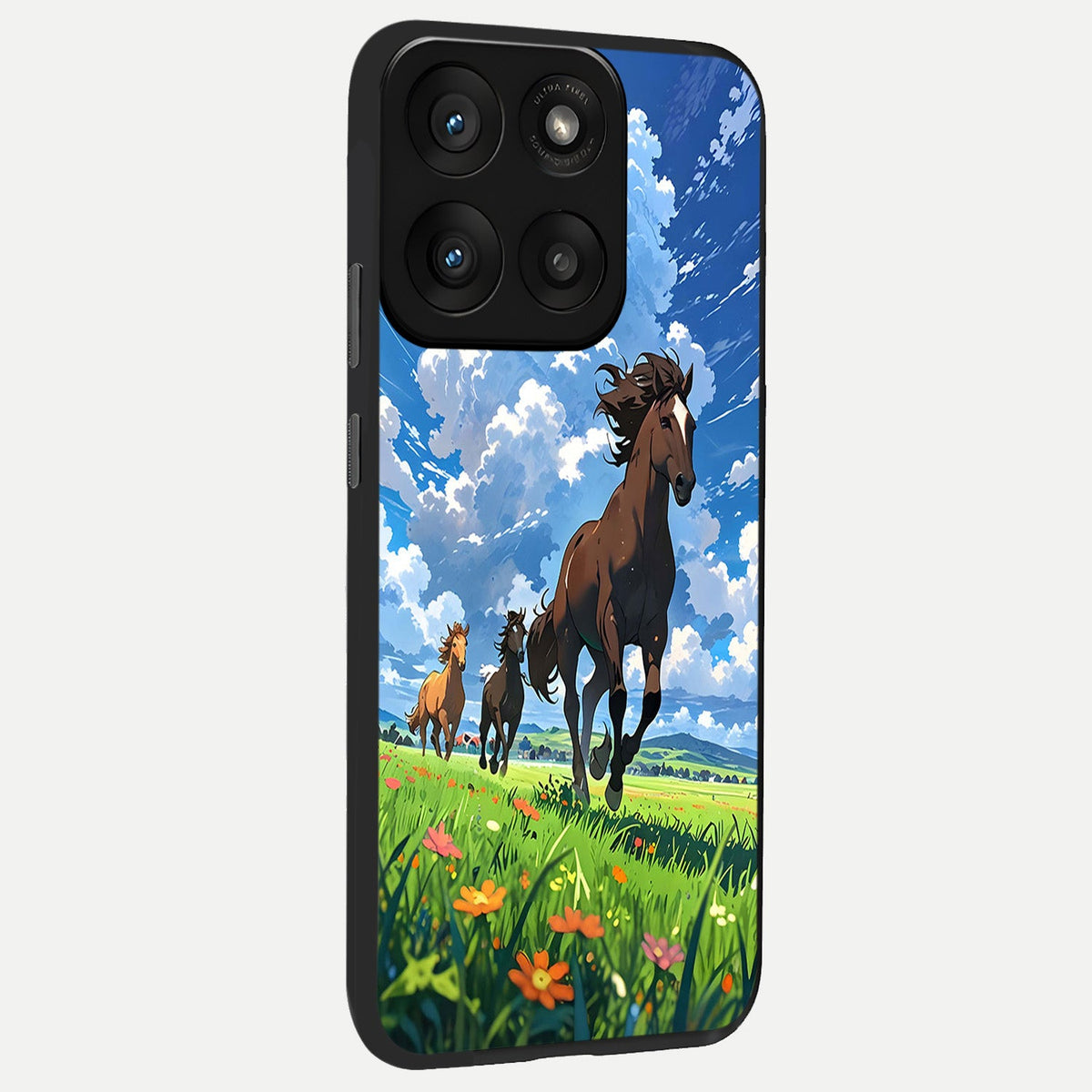  Majestic Horses Galloping back cover For Moto Edge 60 Pro slim fit glass case with vibrant aesthetic design