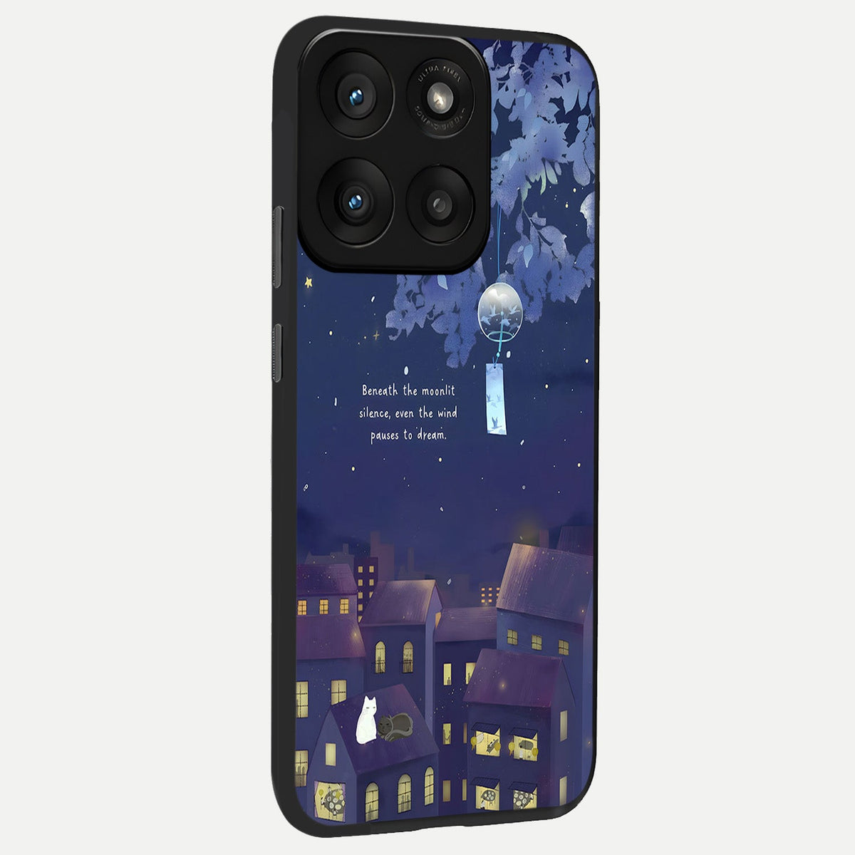  Moonlit Cat Silence back cover For Moto Edge 60 Pro slim fit glass case with vibrant aesthetic design