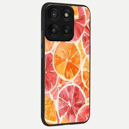  Orange Fruits Pattern back cover For Moto Edge 60 Pro slim fit glass case with vibrant aesthetic design