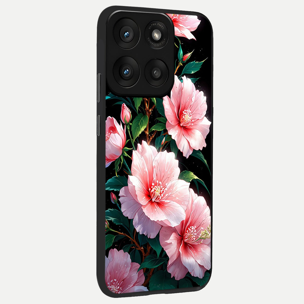 Peach Flower back cover For Moto Edge 60 Pro slim fit glass case with vibrant aesthetic design