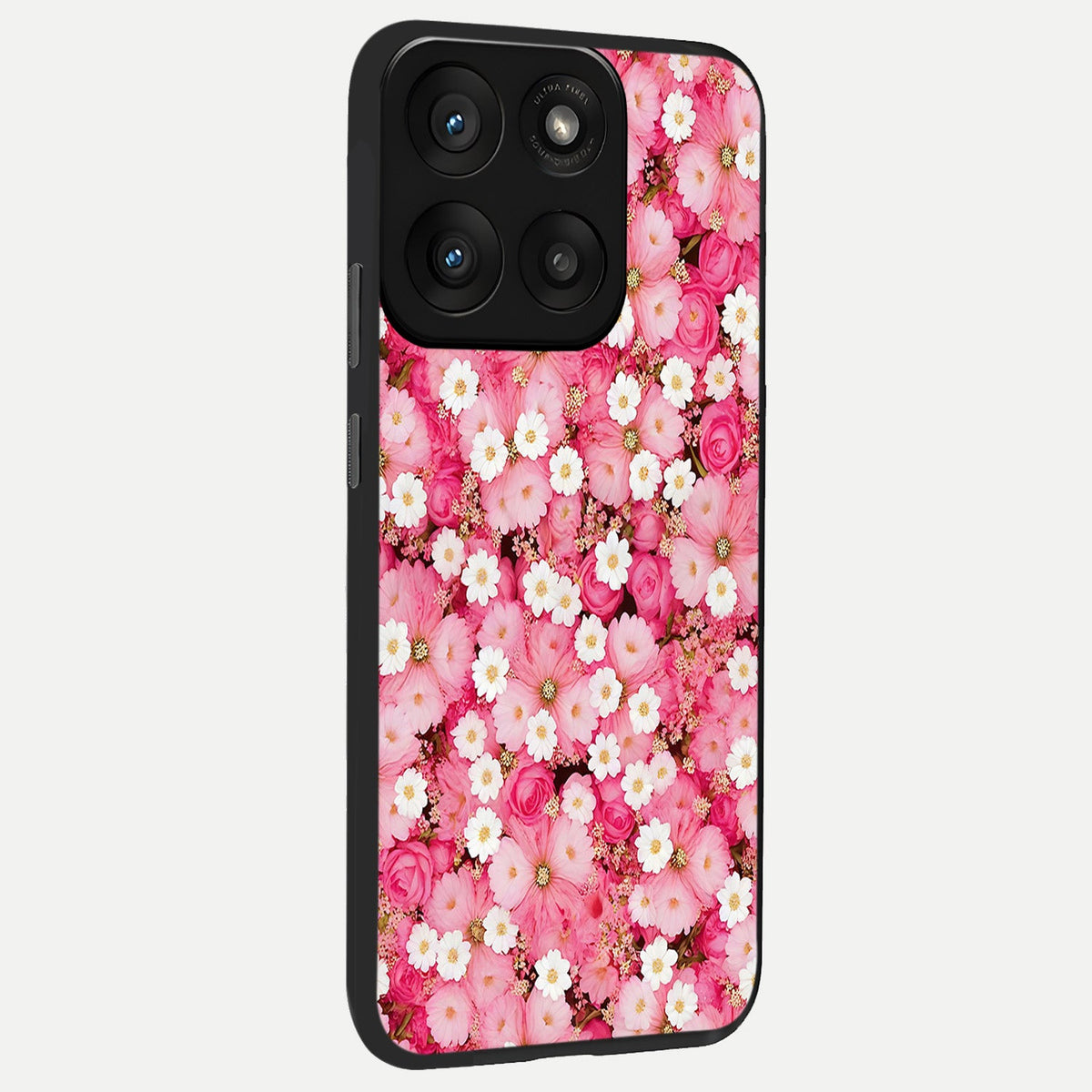  Pink Daisy Bliss back cover For Moto Edge 60 Pro slim fit glass case with vibrant aesthetic design