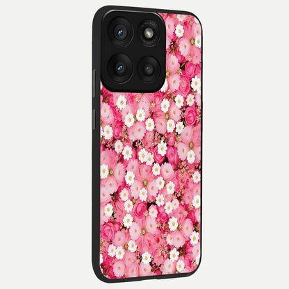  Pink Daisy Bliss back cover For Moto Edge 60 Pro slim fit glass case with vibrant aesthetic design