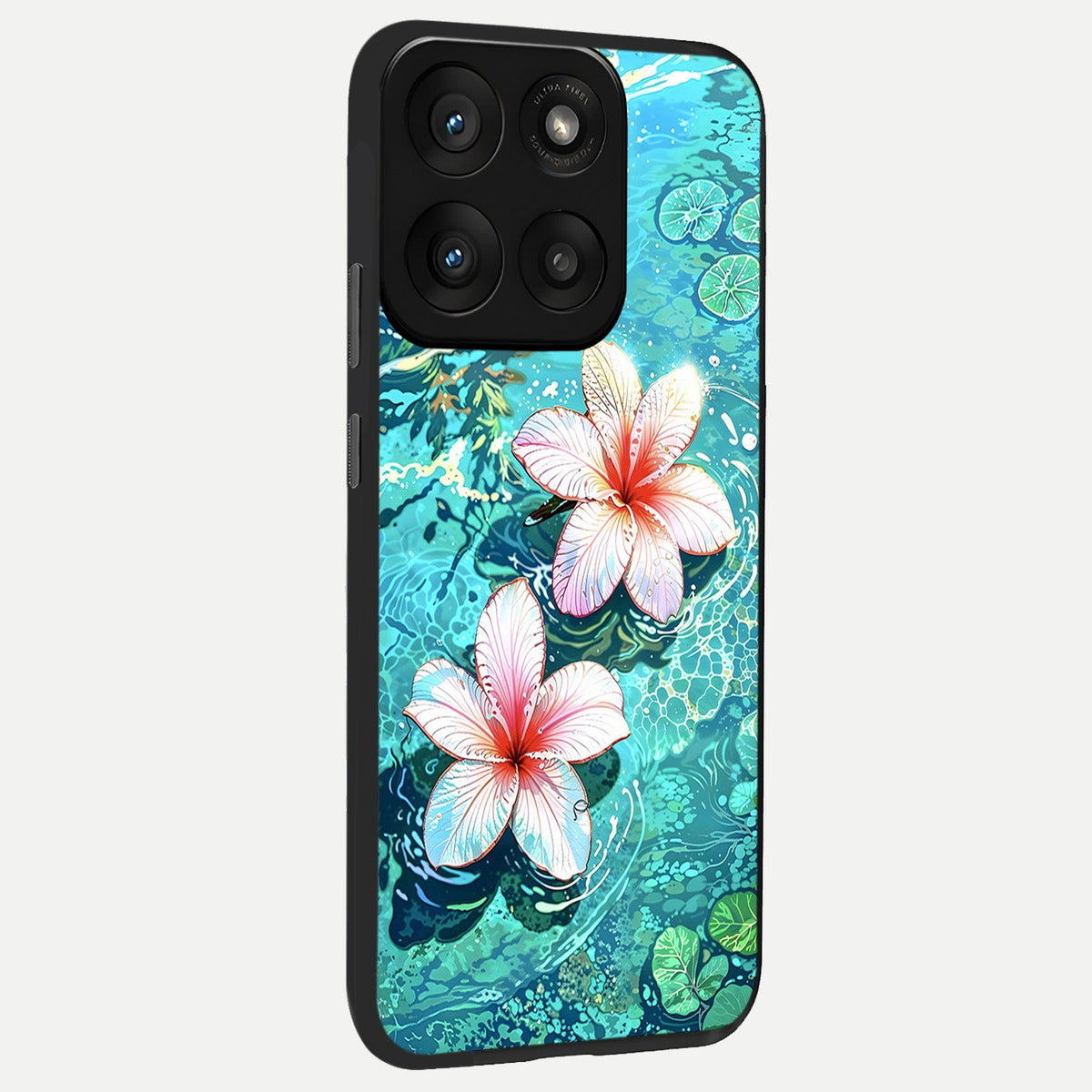  Pink Flowers in Water back cover For Moto Edge 60 Pro slim fit glass case with vibrant aesthetic design