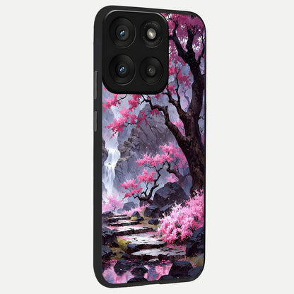  Pink Sunflower Glow back cover For Moto Edge 60 Pro slim fit glass case with vibrant aesthetic design