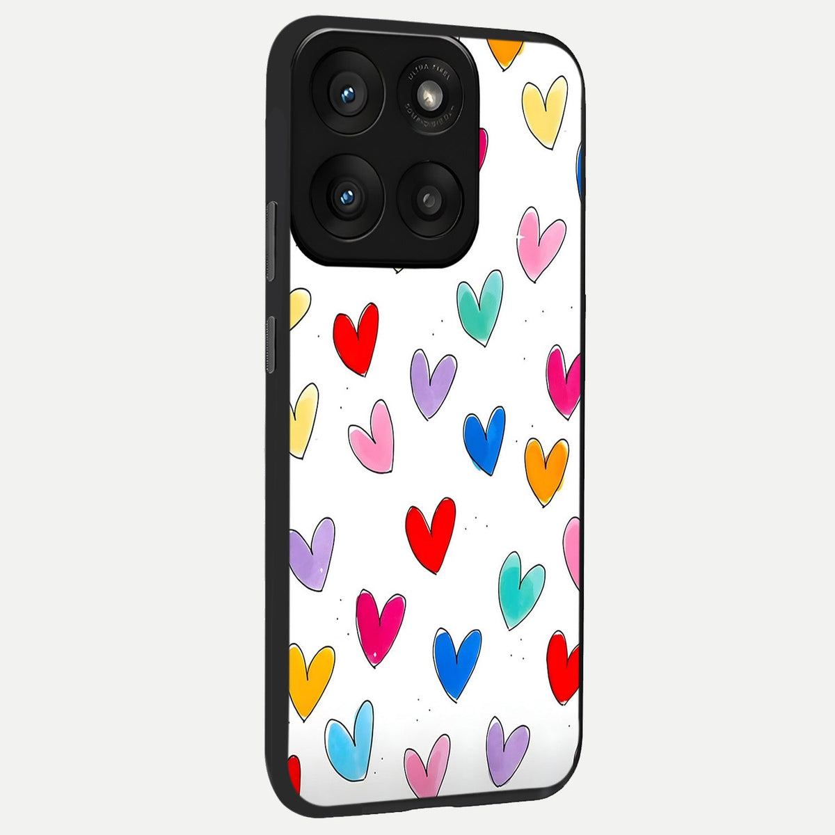 Playful Love Doodles back cover For Moto Edge 60 Pro slim fit glass case with vibrant aesthetic design