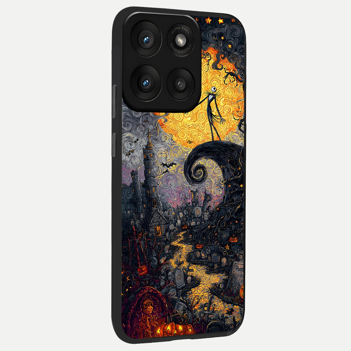  Pumpkin Moon Night back cover For Moto Edge 60 Pro slim fit glass case with vibrant aesthetic design