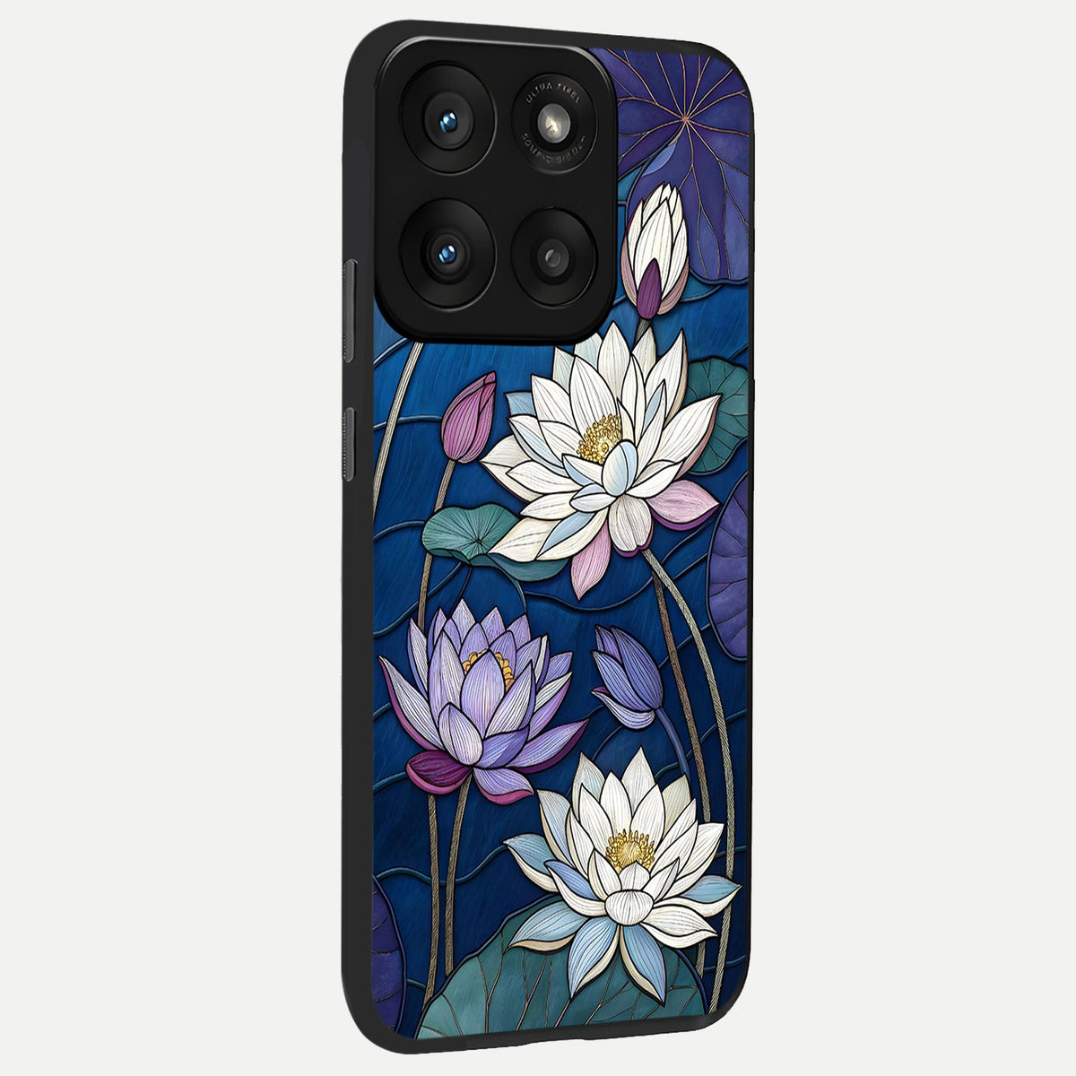  Purple Lotus Stained back cover For Moto Edge 60 Pro slim fit glass case with vibrant aesthetic design