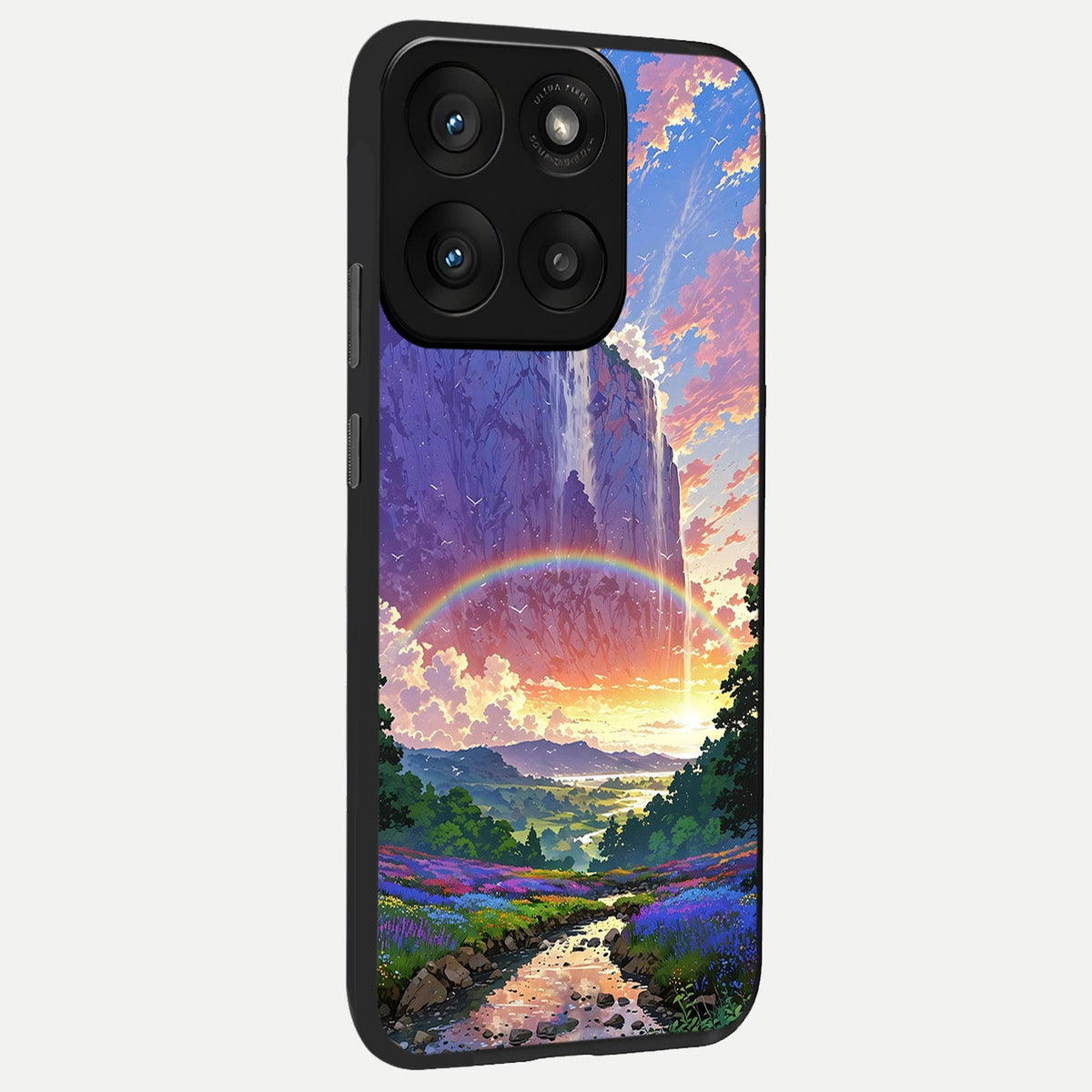 Rainbow Valley Dream back cover For Moto Edge 60 Pro slim fit glass case with vibrant aesthetic design