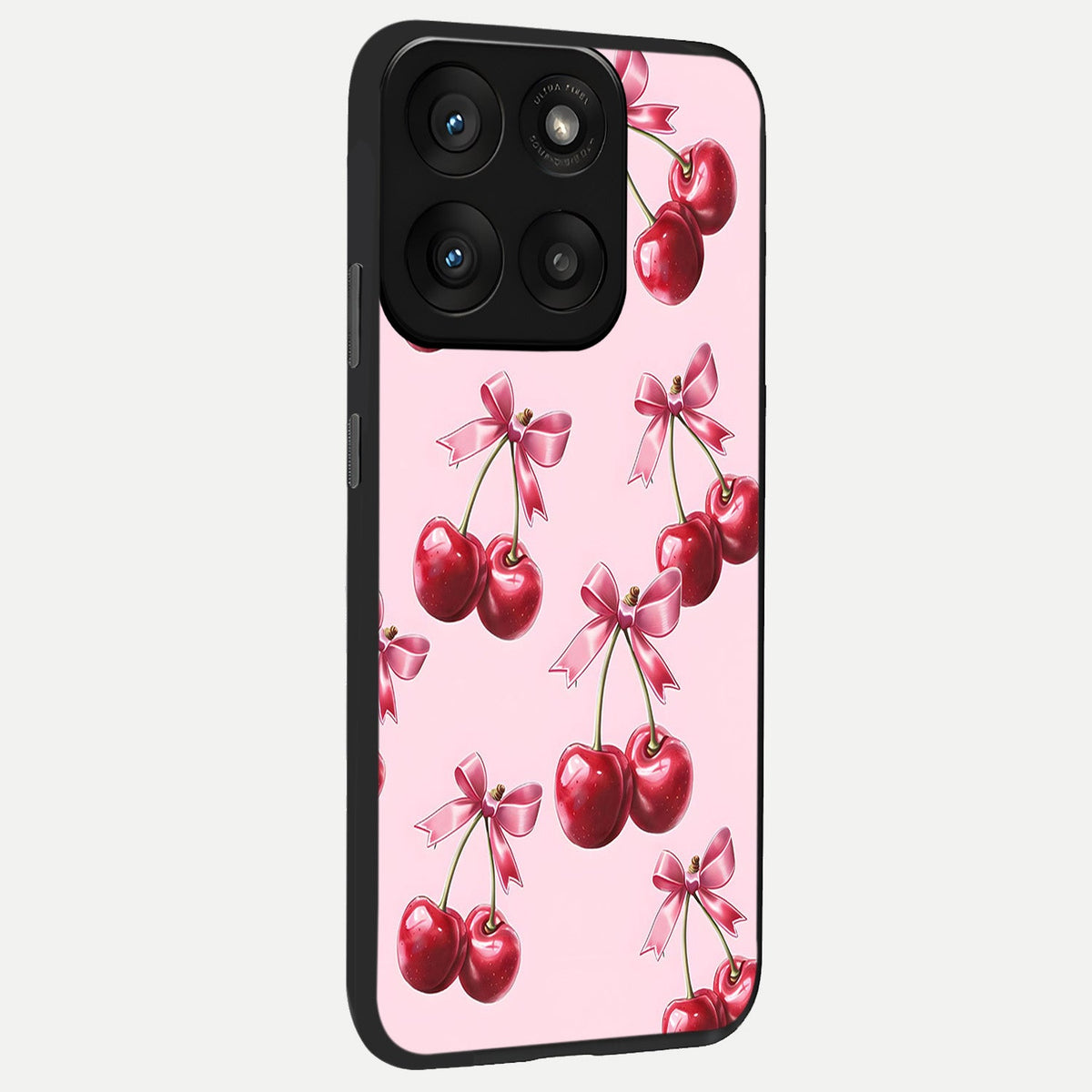  Red Cherries Pattern back cover For Moto Edge 60 Pro slim fit glass case with vibrant aesthetic design
