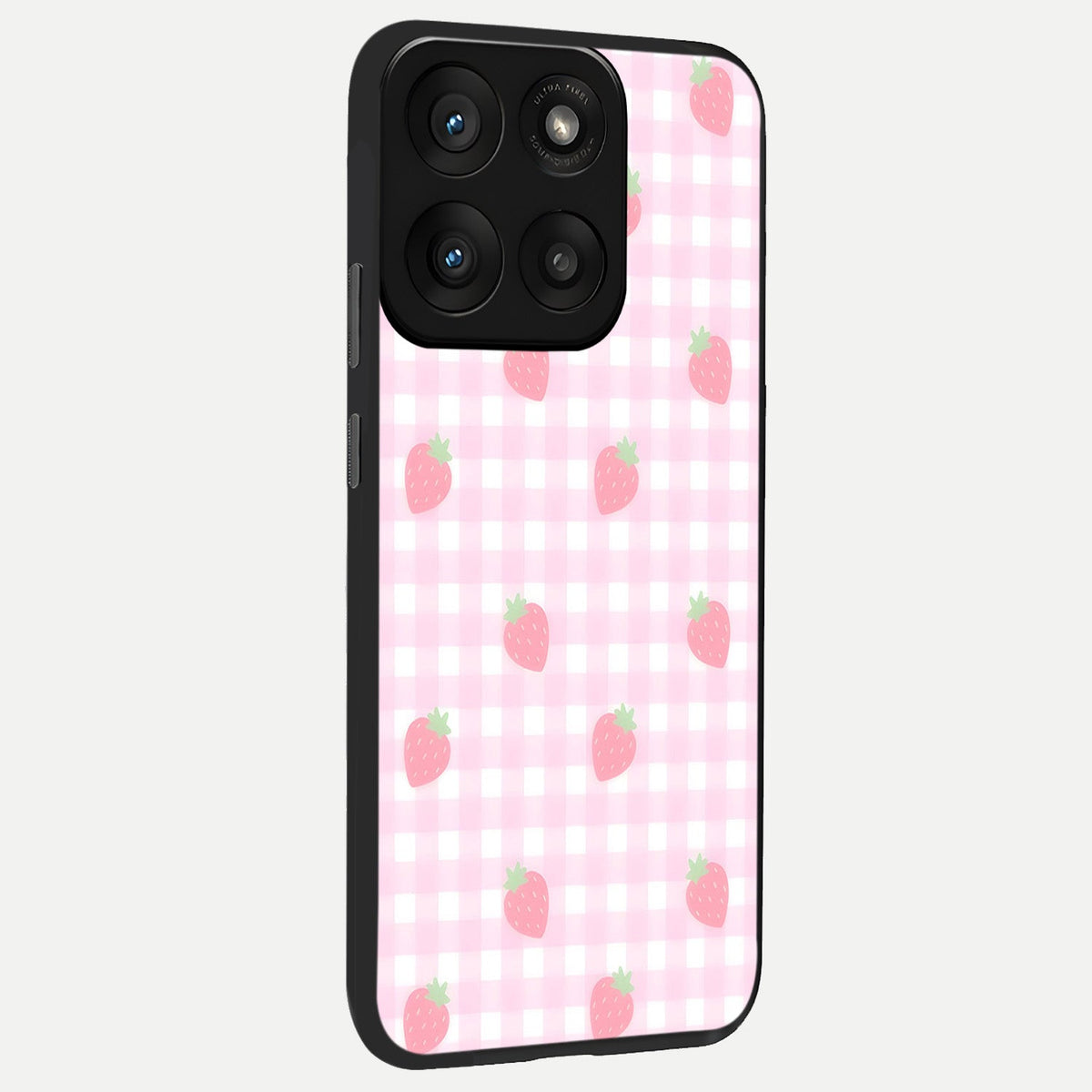  Strawberry Picnic Love back cover For Moto Edge 60 Pro slim fit glass case with vibrant aesthetic design