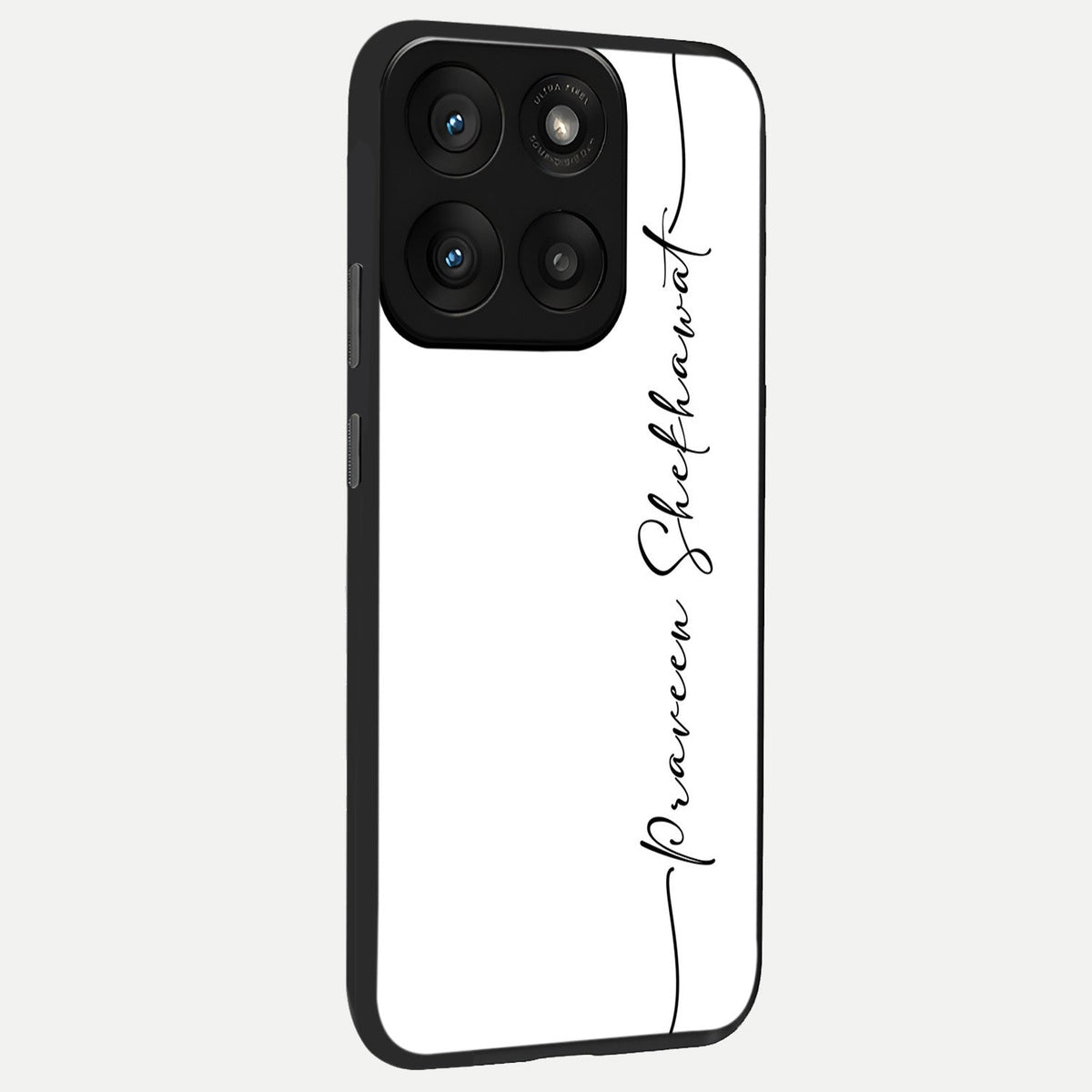  White Tune Custom Name back cover For Moto Edge 60 Pro slim fit personalized glass case with aesthetic design