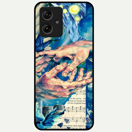  Aesthetic Divider Glass Case For Moto G54 back cover – full design glossy printed glass finish