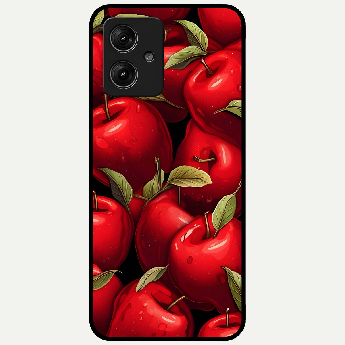  Apple Pattern Glass Case For Moto G54 back cover – full design glossy printed glass finish