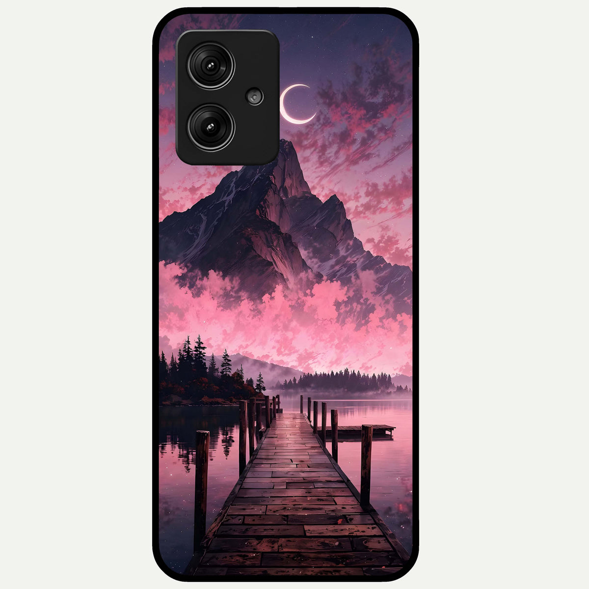  Beautiful Mountain View Glass Case For Moto G54 back cover – full design glossy printed glass finish