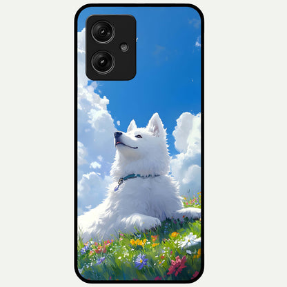  Blissful Cloud Pup Glass Case For Moto G54 back cover – full design glossy printed glass finish