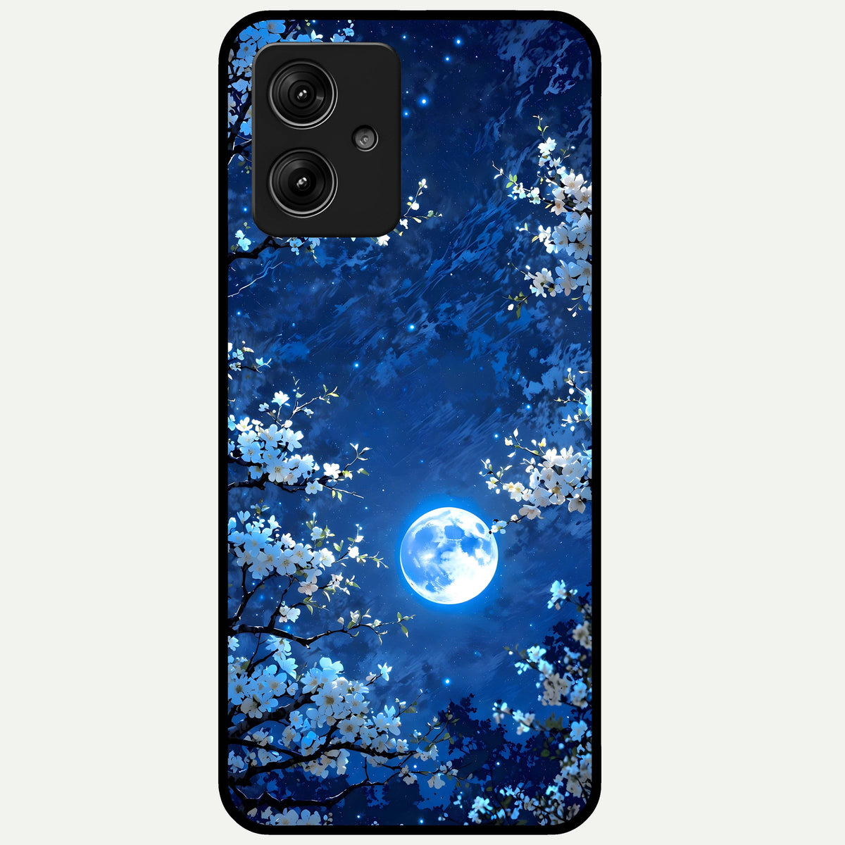  Blossom Moonlight Sky Glass Case For Moto G54 back cover – full design glossy printed glass finish