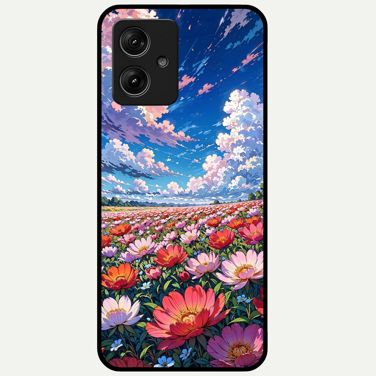  Blossom Sky Field Glass Case For Moto G54 back cover – full design glossy printed glass finish