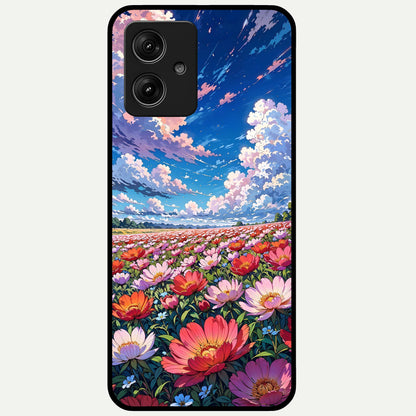  Blossom Sky Field Glass Case For Moto G54 back cover – full design glossy printed glass finish