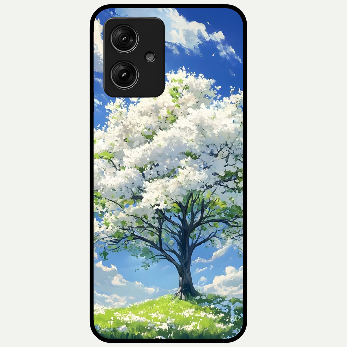  Blossom Sky Serenity Glass Case For Moto G54 back cover – full design glossy printed glass finish