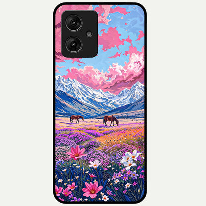  Blossom Valley Dream Glass Case For Moto G54 back cover – full design glossy printed glass finish