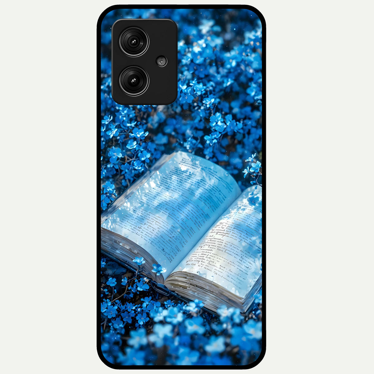  Blue Bloom Tales Glass Case For Moto G54 back cover – full design glossy printed glass finish