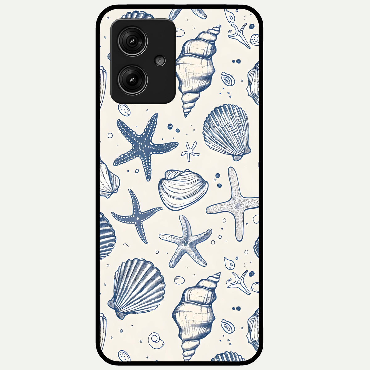  Blue Ocean Outline Glass Case For Moto G54 back cover – full design glossy printed glass finish