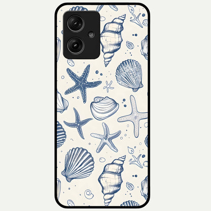  Blue Ocean Outline Glass Case For Moto G54 back cover – full design glossy printed glass finish