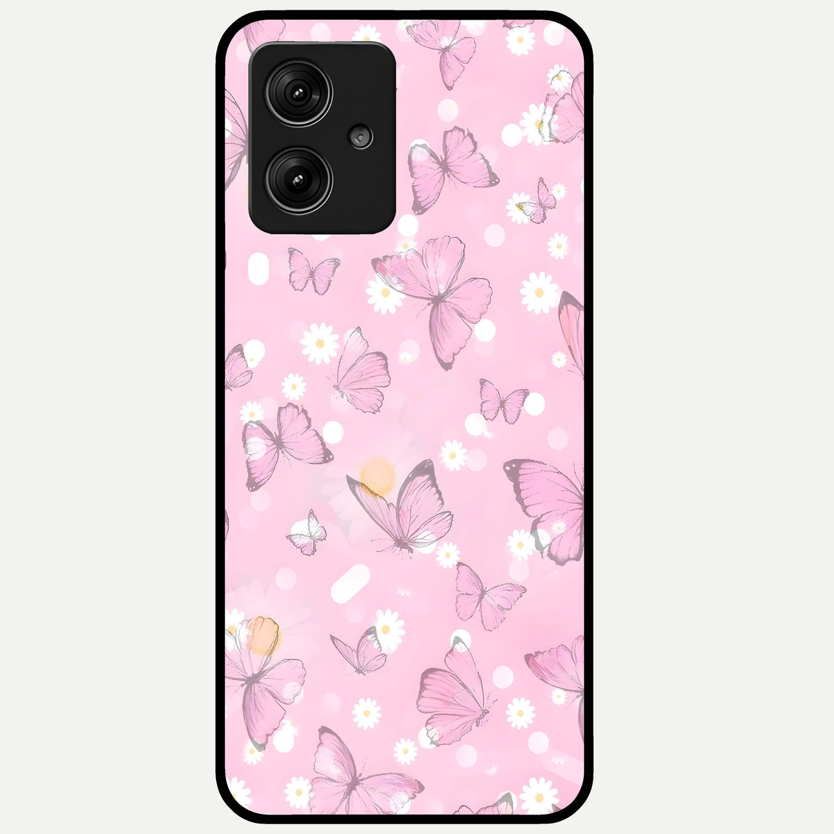  Blush Butterfly Garden Glass Case For Moto G54 back cover – full design glossy printed glass finish