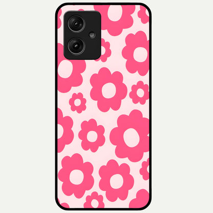  Blush Flower Pop Glass Case For Moto G54 back cover – full design glossy printed glass finish
