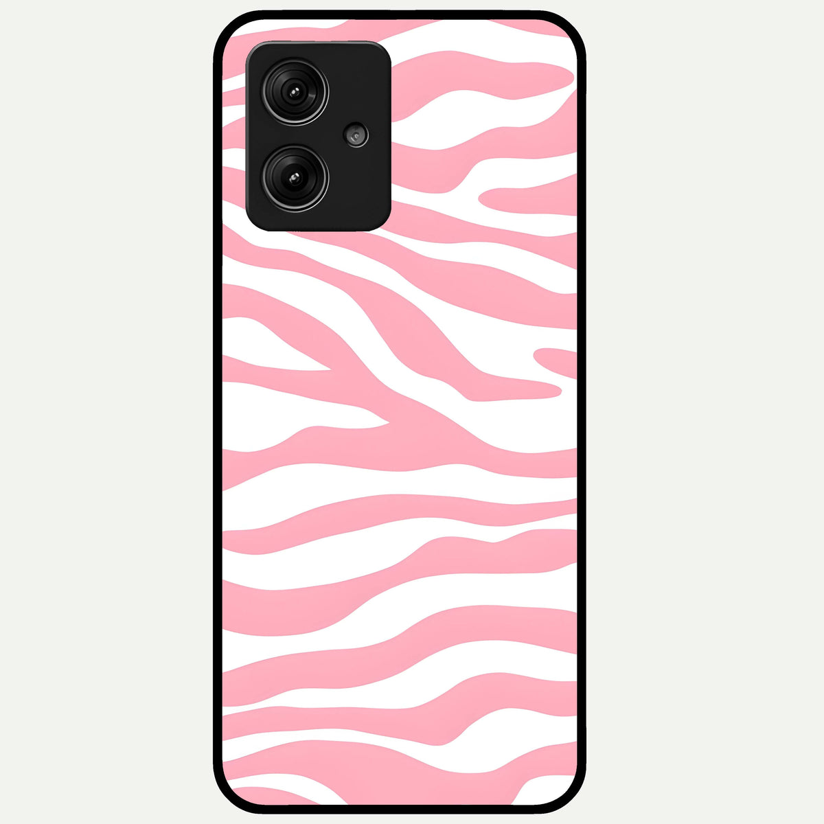  Blush Zebra Flow Glass Case For Moto G54 back cover – full design glossy printed glass finish