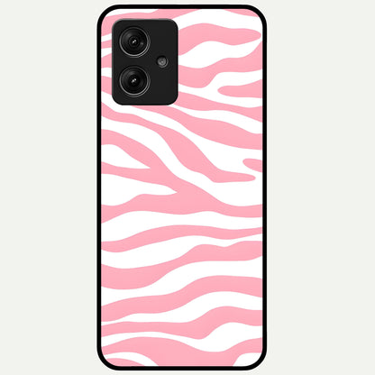  Blush Zebra Flow Glass Case For Moto G54 back cover – full design glossy printed glass finish