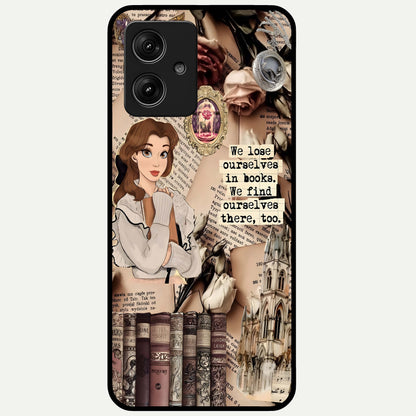  Bookish Dream World Glass Case For Moto G54 back cover – full design glossy printed glass finish